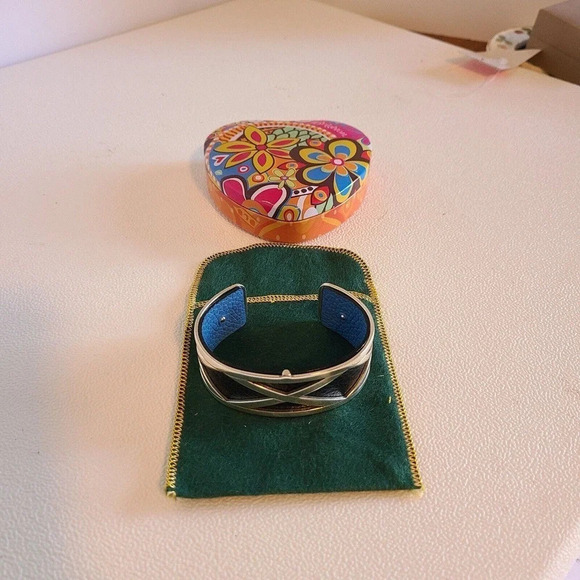 BRIGHTON CHRISTO MERIDIAN ZENITH NARROW CUFF BRACELET SET SILVER CRYSTALS - Picture 3 of 11